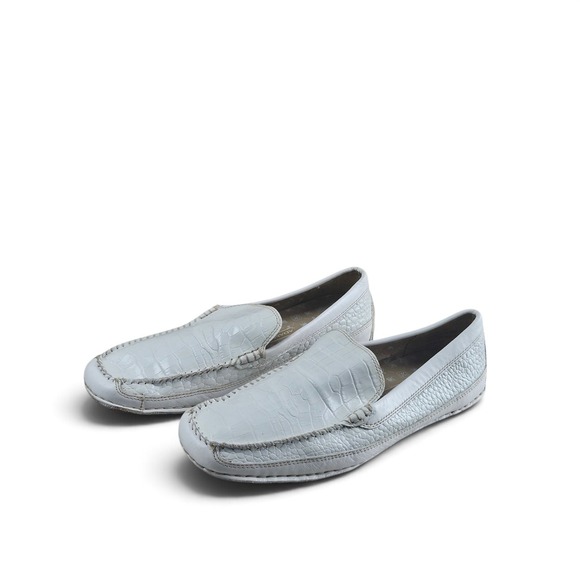 Stacy Adams Other - Stacy Adams Loafers Mens 9.5 White Excellent Croc Embossed Leather Driving Shoes